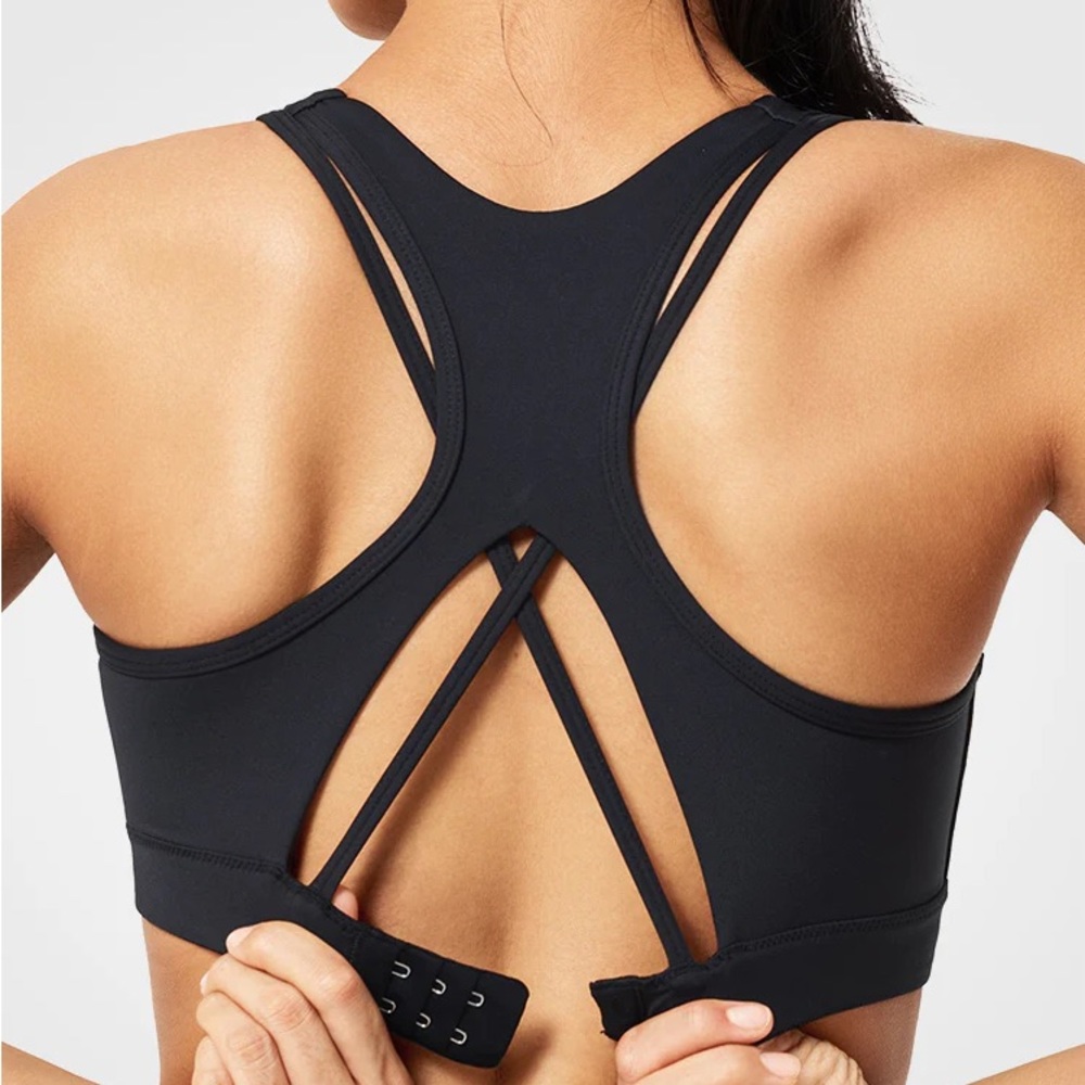 Black Yvette Hollow Double Straps Running Bra